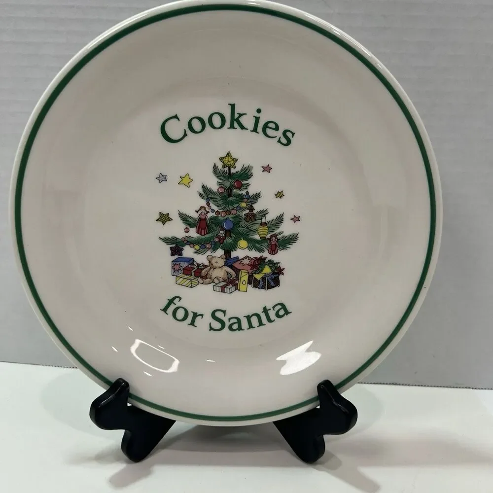 Cookies for Santa Christmas Plate Nikko Japan 8” Christmas Tree Holiday